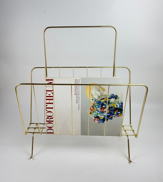 Image 1 of Brass magazine rack Mid - Century 1950 1960