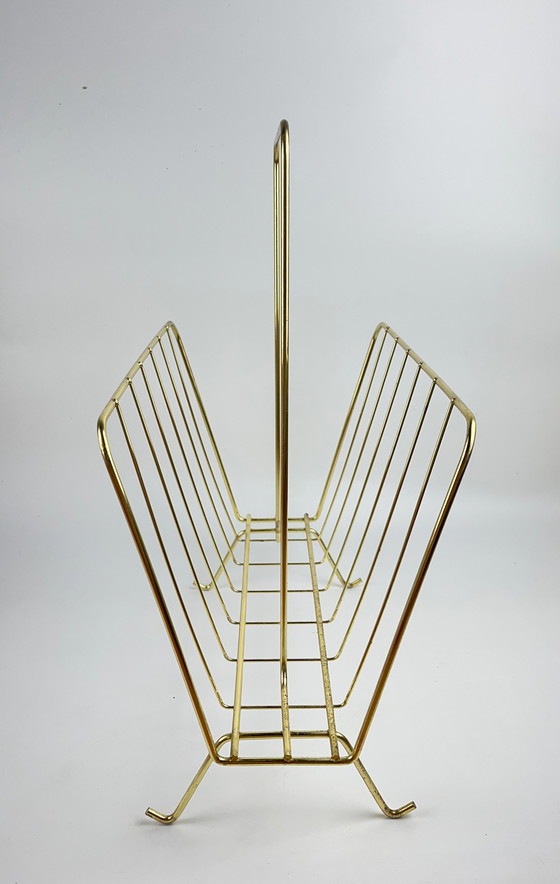 Image 1 of Brass magazine rack Mid - Century 1950 1960