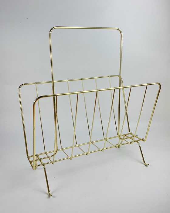 Image 1 of Brass magazine rack Mid - Century 1950 1960