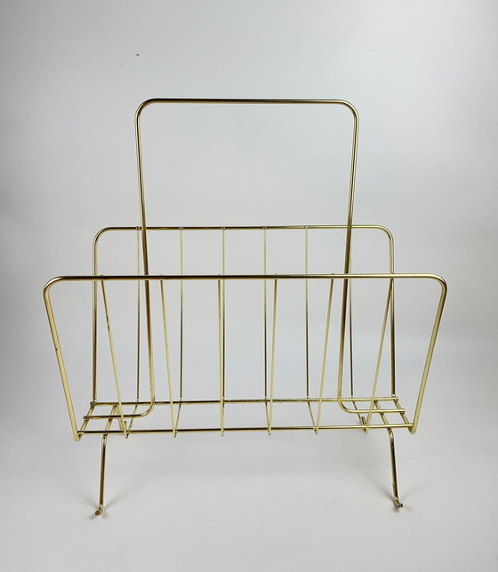 Image 1 of Brass magazine rack Mid - Century 1950 1960