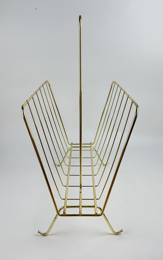 Image 1 of Brass magazine rack Mid - Century 1950 1960