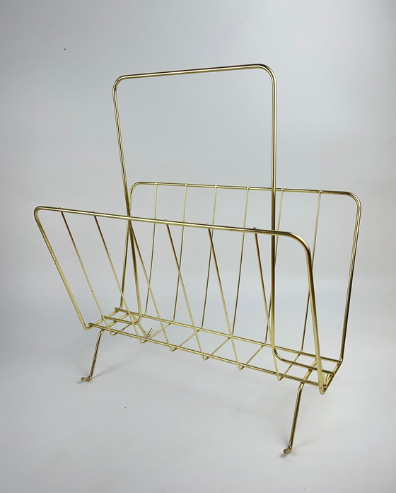 Image 1 of Brass magazine rack Mid - Century 1950 1960