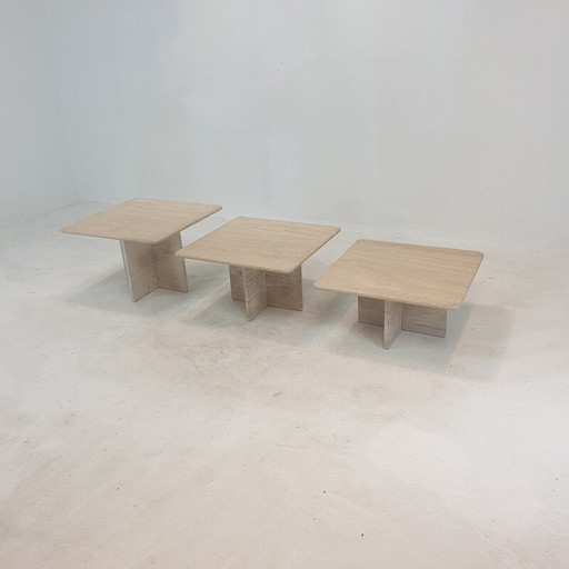 Italian vintage travertine nesting tables, 1980s