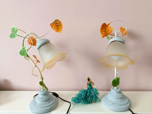 Pair Of Table Lamps, Tulip Shape