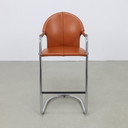 4X Vintage Barstool Leather & Chrome