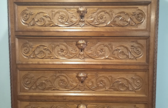 Image 1 of Antique 19Th Century Italian Walnut Chest Of Drawers