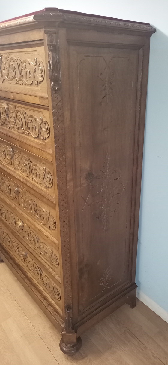 Image 1 of Antique 19Th Century Italian Walnut Chest Of Drawers