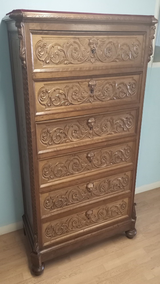 Image 1 of Antique 19Th Century Italian Walnut Chest Of Drawers