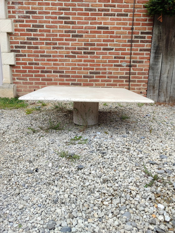 Image 1 of Square travertine coffee table