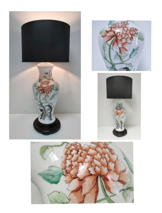 Image 1 of Lampada decorativa vintage in porcellana a forma di peonia