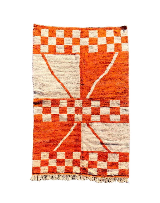 Tapis en laine marocain moderne orange