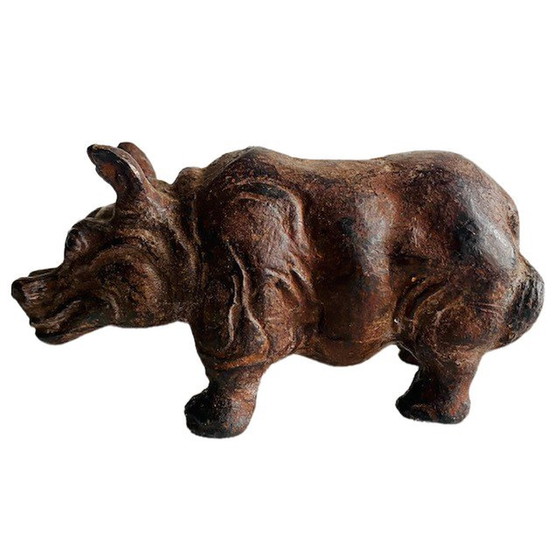 Image 1 of Vintage set of bronze hippopotamus figurines bronze