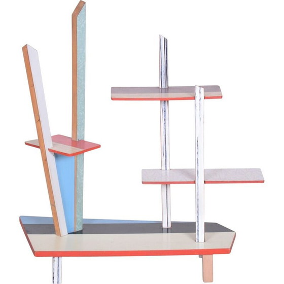 Image 1 of Portafiori vintage in faggio rosso e formica, Cecoslovacchia 1950