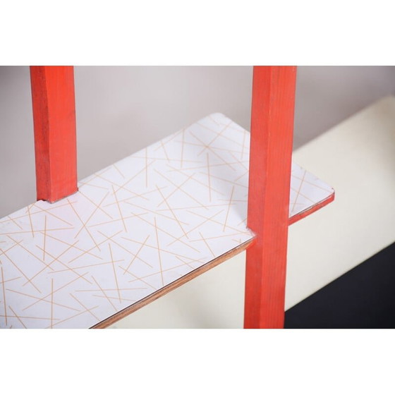 Image 1 of Portafiori vintage in faggio rosso e formica, Cecoslovacchia 1950