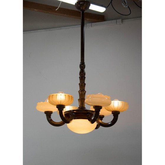 Image 1 of Vintage chandelier in lacquered wood, 1920