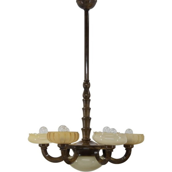 Image 1 of Vintage chandelier in lacquered wood, 1920