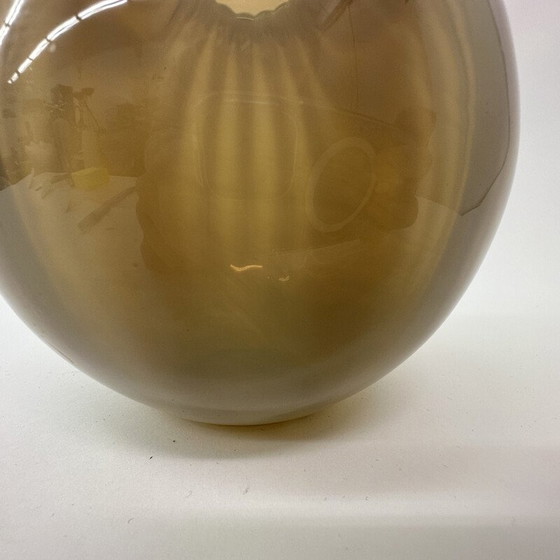 Image 1 of Vintage glass hand blown striped vase, 1950s