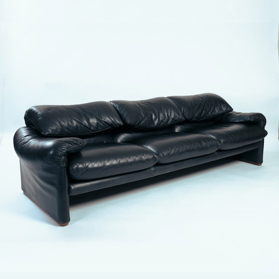 Image 1 of Maralunga Leather 3 Seater Sofa, Cassina, Vico Magistretti