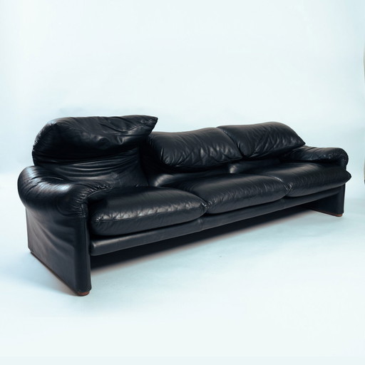 Maralunga Leather 3 Seater Sofa, Cassina, Vico Magistretti