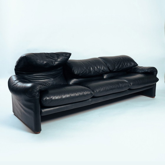 Image 1 of Maralunga Leather 3 Seater Sofa, Cassina, Vico Magistretti