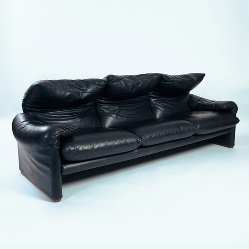 Maralunga Leather 3 Seater Sofa, Cassina, Vico Magistretti