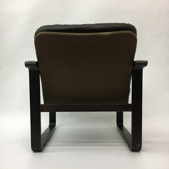 Image 1 of Mid-Century Design Oy Bj Dahlqvist Ab Dark Brown Leather Safari Lounge Chair, 1960’S