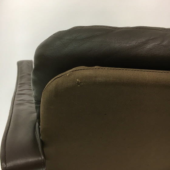 Image 1 of Mid-Century Design Oy Bj Dahlqvist Ab Dark Brown Leather Safari Lounge Chair, 1960’S