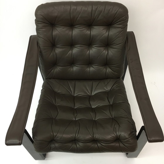 Image 1 of Mid-Century Design Oy Bj Dahlqvist Ab Dark Brown Leather Safari Lounge Chair, 1960’S