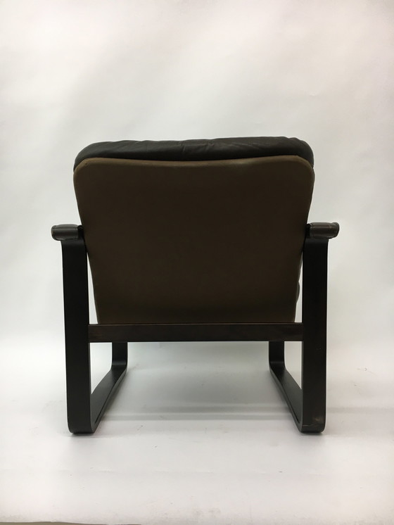 Image 1 of Mid-Century Design Oy Bj Dahlqvist Ab Dark Brown Leather Safari Lounge Chair, 1960’S