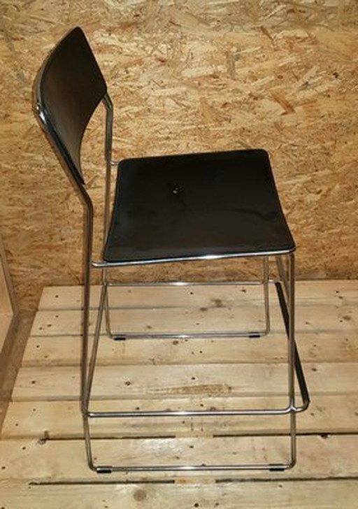 Italian Black Sultana Bar Chairs From Arrben With Chromed Legs, 1970S