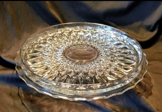 Image 1 of Vintage crystal glass cake plate