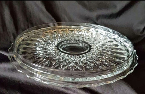 Image 1 of Vintage crystal glass cake plate