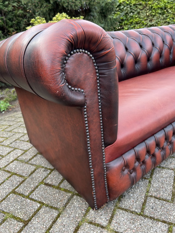 Image 1 of Chesterfield Style Sofa Brown Red