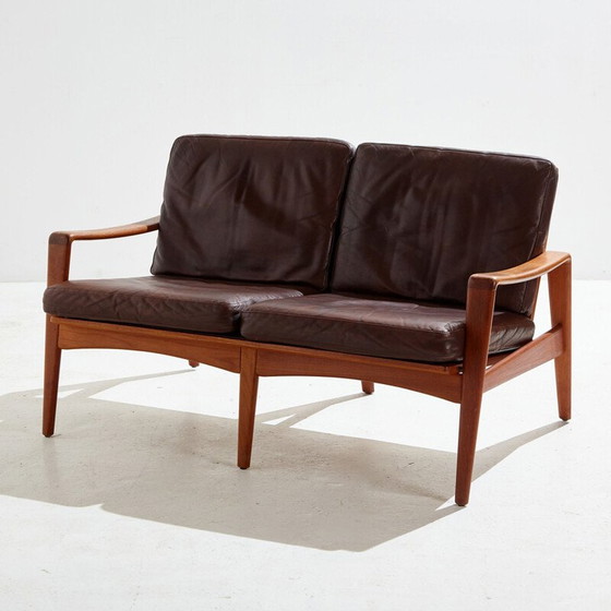 Image 1 of Danish vintage leather sofa by Arne Wahl Iversen for Komfort, 1950
