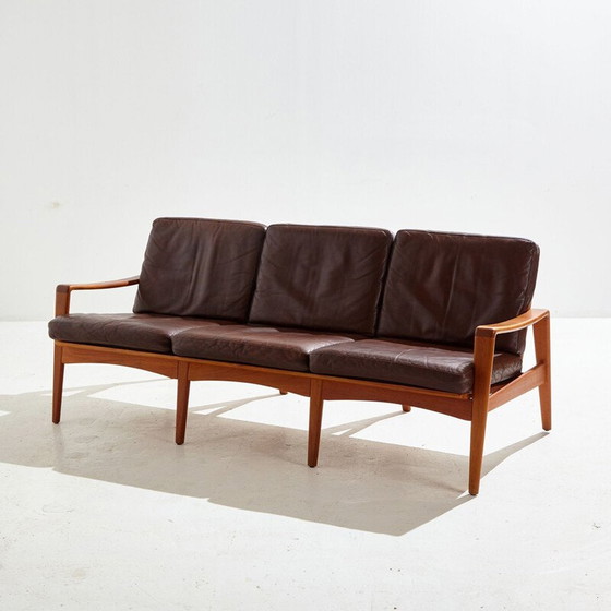 Image 1 of Danish vintage leather sofa by Arne Wahl Iversen for Komfort, 1950