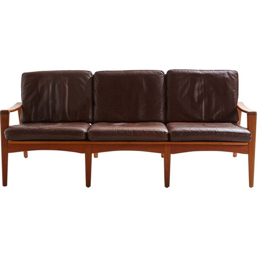 Danish vintage leather sofa by Arne Wahl Iversen for Komfort, 1950