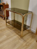 Vintage Sidetable Vitrine Room Divider Open Cupboard Brass