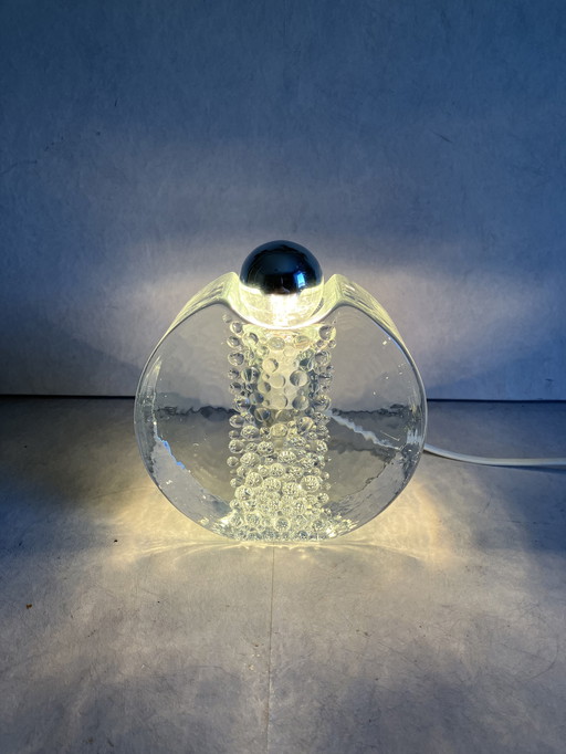 Lampe de table design en verre avec lampe à tête miroir