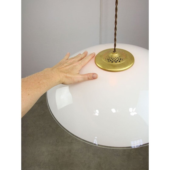 Image 1 of Vintage glass and brass pendant lamp, Italy