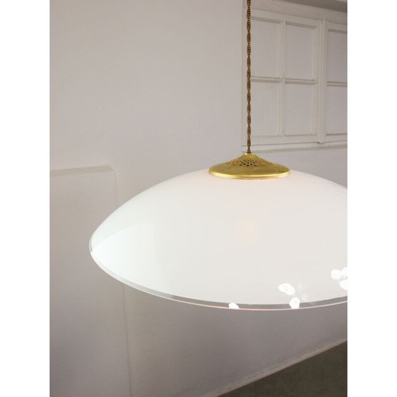 Image 1 of Vintage glass and brass pendant lamp, Italy