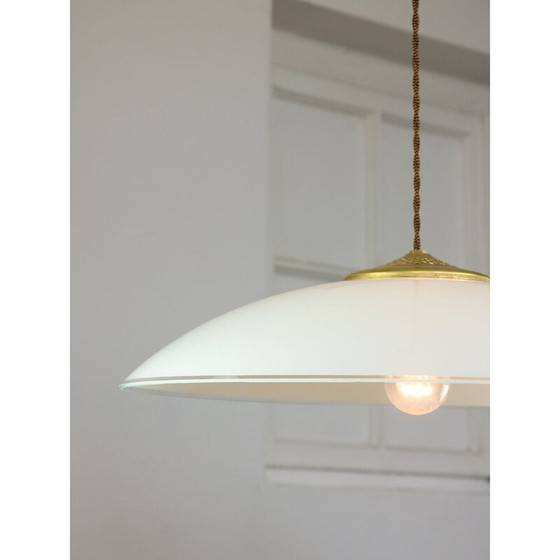 Image 1 of Vintage glass and brass pendant lamp, Italy