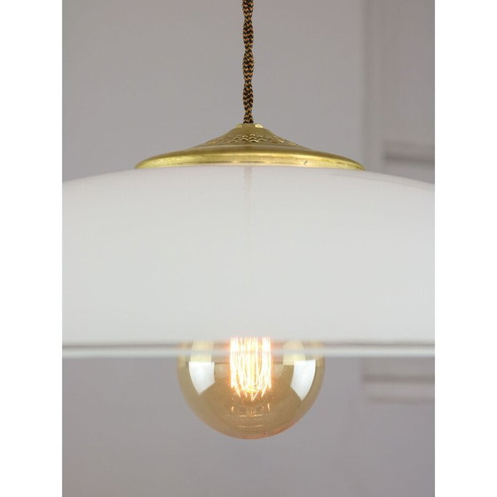Image 1 of Vintage glass and brass pendant lamp, Italy