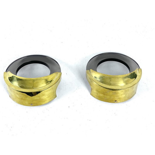 Pair of vintage brass and glass wall lamps for Ity, Italy 1970