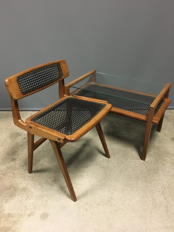 Image 1 of Roger Landault Chair And Coffee Table Set From The 1950’S.