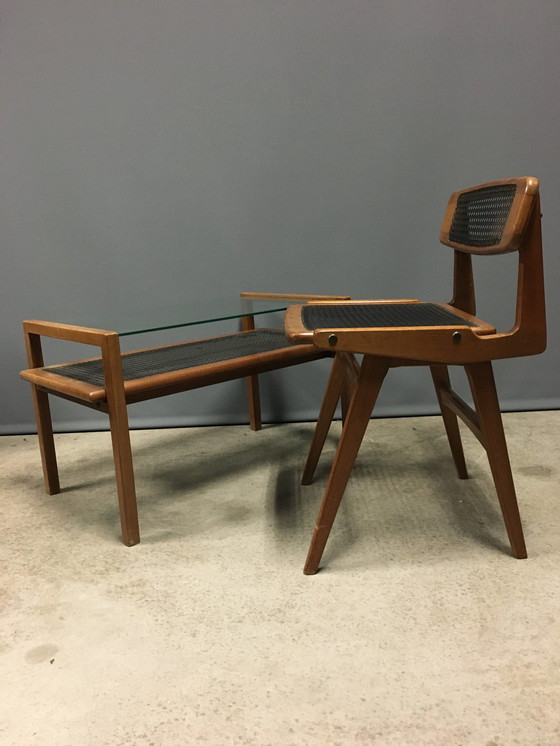 Image 1 of Roger Landault Chair And Coffee Table Set From The 1950’S.