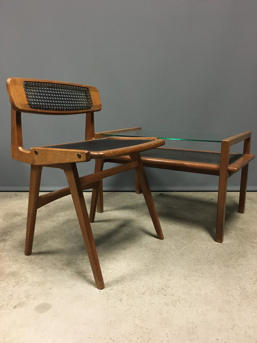 Roger Landault Chair And Coffee Table Set From The 1950’S.