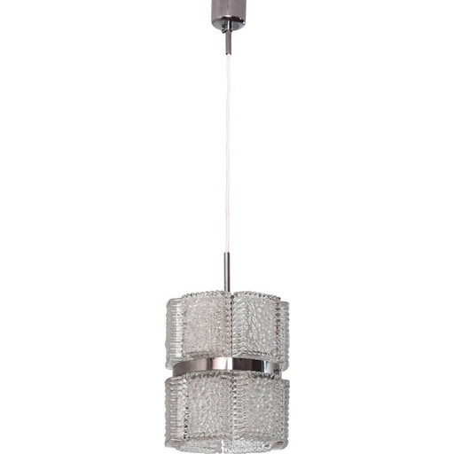 Mid century textured crystal chandelier by Kaiser Leuchten, Germany 1960