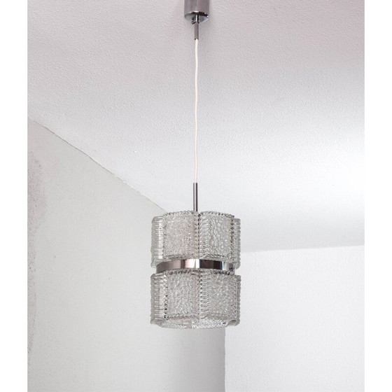 Image 1 of Mid century textured crystal chandelier by Kaiser Leuchten, Germany 1960