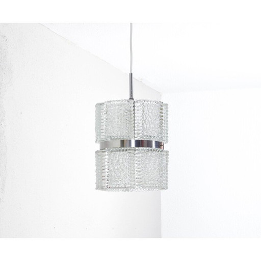 Mid century textured crystal chandelier by Kaiser Leuchten, Germany 1960