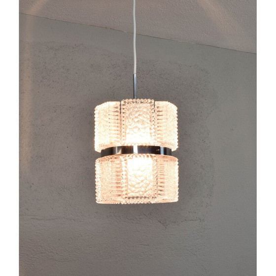 Image 1 of Mid century textured crystal chandelier by Kaiser Leuchten, Germany 1960